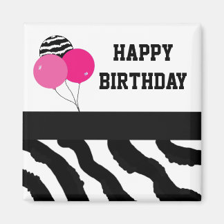 Zebra Print Birthday Balloons Magnet