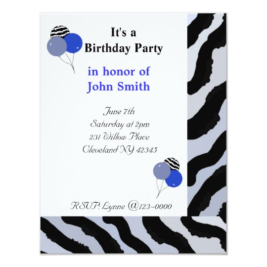 Zebra Print Birthday Invitation