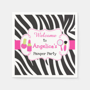 Zebra print birthday Pamper Party Napkins