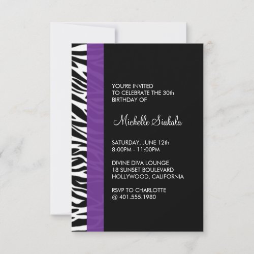 zebra print birthday party custom announcements