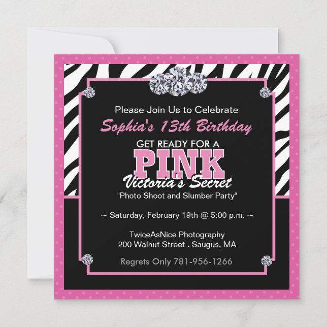 Zebra Print Birthday Party Invitation (Front)