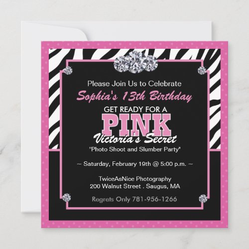 Zebra Print Birthday Party Invitation