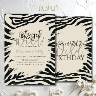 Zebra Print Birthday Stylish Animal Print Party Invitation
