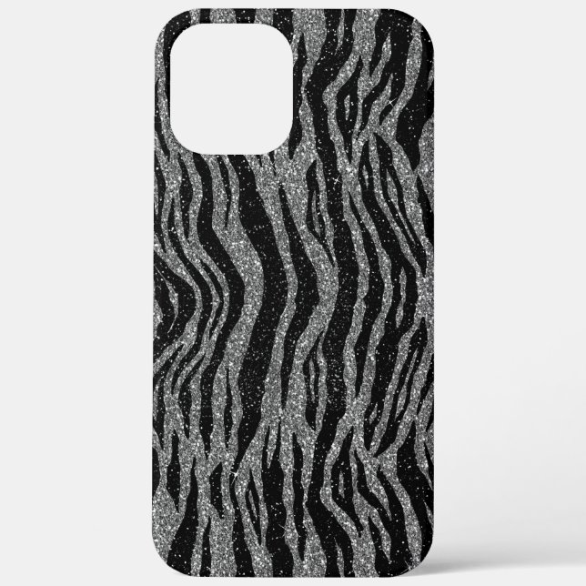 Zebra Print Black and Gray Silver Case-Mate iPhone Case (Back)