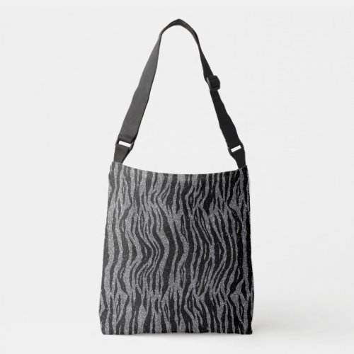 Zebra Print Black and Gray Silver Crossbody Bag