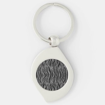 Zebra Print Black And Gray Silver Keychain by WAHMTeam at Zazzle