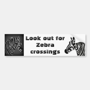 Zebra Print Black and White Stripes Bumper Sticker