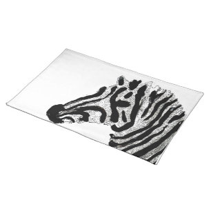 Zebra Print Black and White Stripes Cloth Placemat