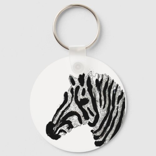 Zebra Print Black and White Stripes Keychain