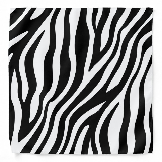 Zebra Print Black And White Stripes Pattern Bandana (Front)