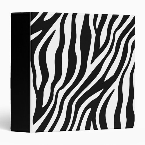 Zebra Print Black And White Stripes Pattern Binder