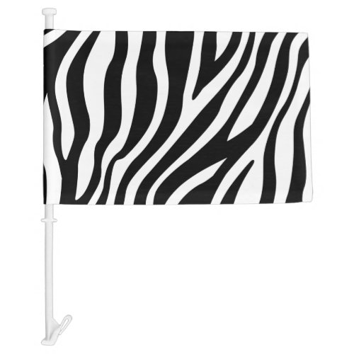 Zebra Print Black And White Stripes Pattern Car Flag