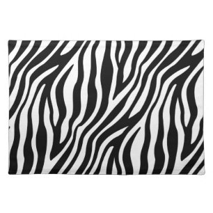 Zebra Print Black And White Stripes Pattern Cloth Placemat