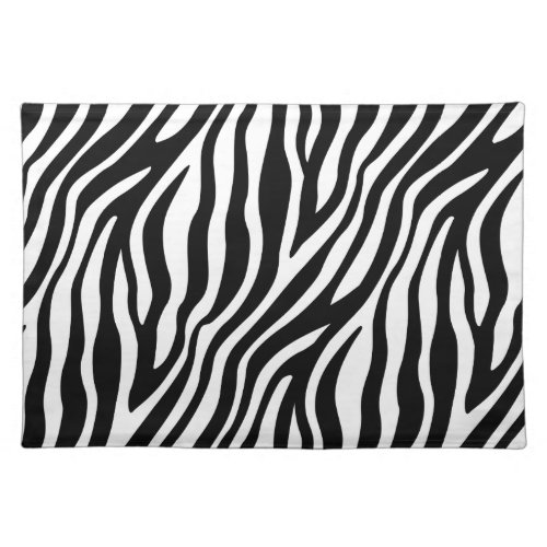 Zebra Print Black And White Stripes Pattern Cloth Placemat