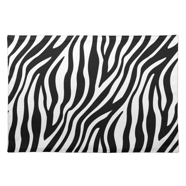 Zebra Print Black And White Stripes Pattern Cloth Placemat (Front)