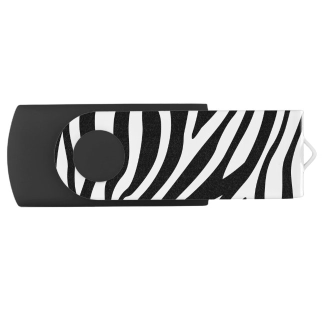 Zebra Print Black And White Stripes Pattern Flash Drive (Front)