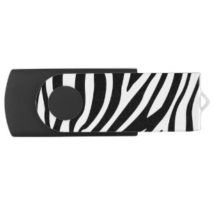 Zebra Print Black And White Stripes Pattern Flash Drive
