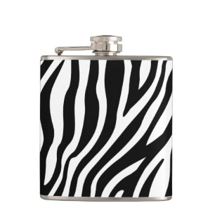 Zebra Print Black And White Stripes Pattern Flask