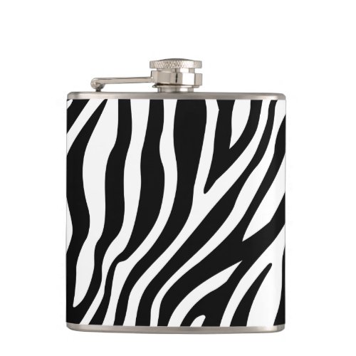 Zebra Print Black And White Stripes Pattern Flask