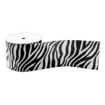 Zebra Print Black And White Stripes Pattern Grosgrain Ribbon