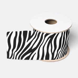Zebra Print Black And White Stripes Pattern Grosgrain Ribbon