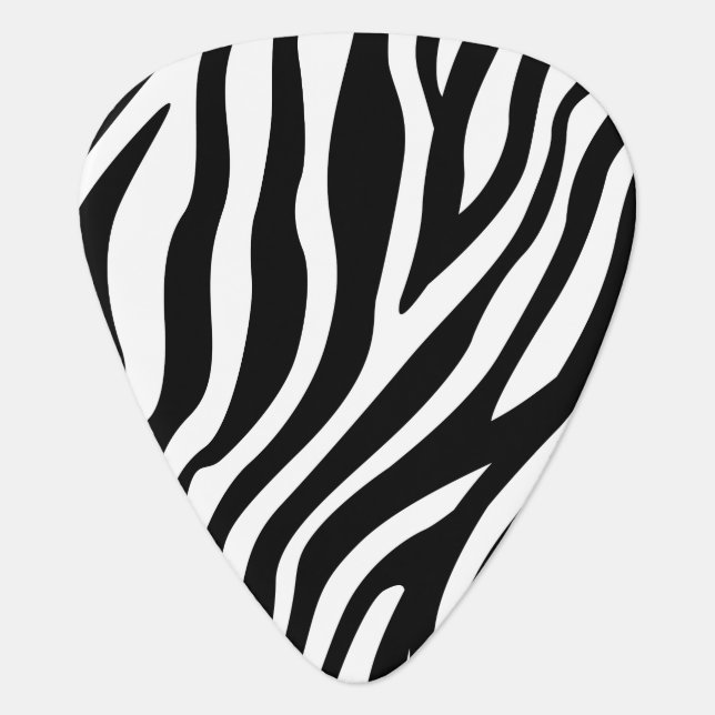 Zebra Print Black And White Stripes Pattern Guitar Pick (Front)