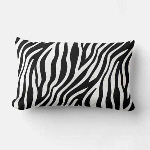 Zebra Print Black And White Stripes Pattern Lumbar Pillow
