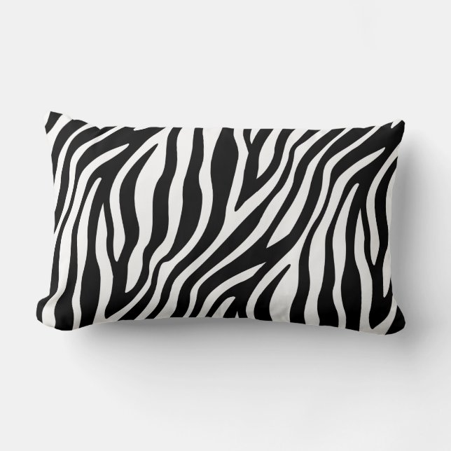 Zebra Print Black And White Stripes Pattern Lumbar Pillow (Front)