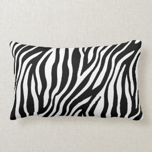 Zebra Print Black And White Stripes Pattern Lumbar Pillow