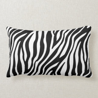 Zebra Print Black And White Stripes Pattern Lumbar Pillow