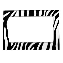 Zebra Print Black And White Stripes Pattern Magnetic Frame