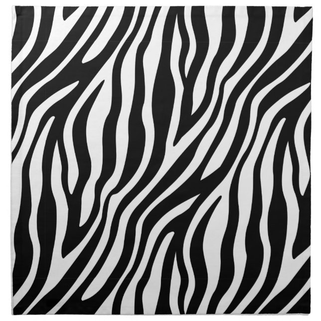 Zebra Print Black And White Stripes Pattern Napkin (Front)