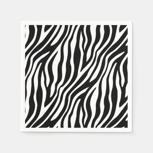 Zebra Print Black And White Stripes Pattern Napkins