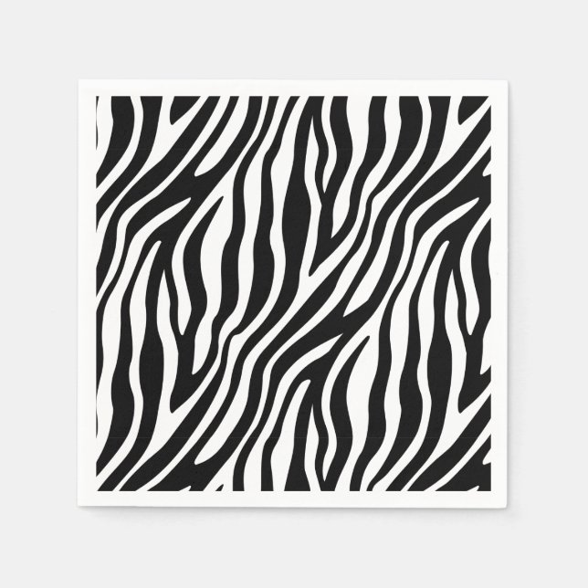 Zebra Print Black And White Stripes Pattern Napkins (Front)
