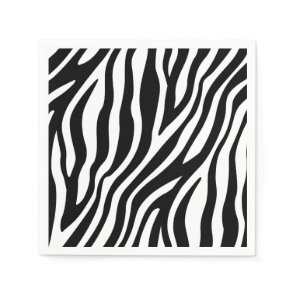 Zebra Print Black And White Stripes Pattern Napkins