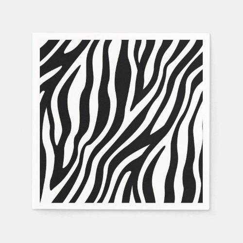Zebra Print Black And White Stripes Pattern Napkins