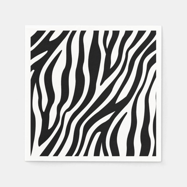 Zebra Print Black And White Stripes Pattern Napkins (Front)