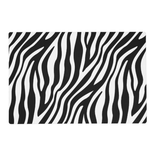 Zebra Print Black And White Stripes Pattern Placemat