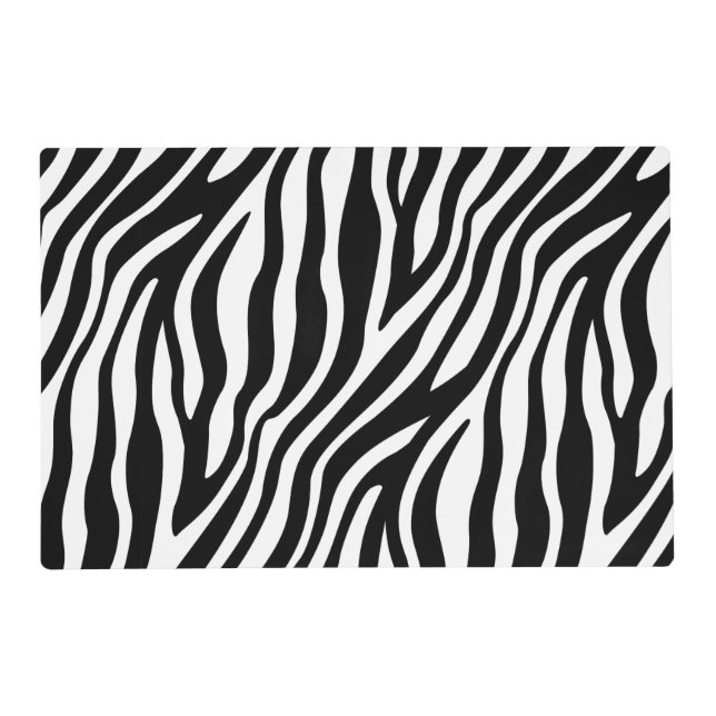 Zebra Print Black And White Stripes Pattern Placemat (Front)