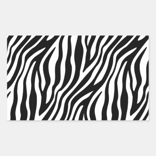 Zebra Print Black And White Stripes Pattern Rectangular Sticker