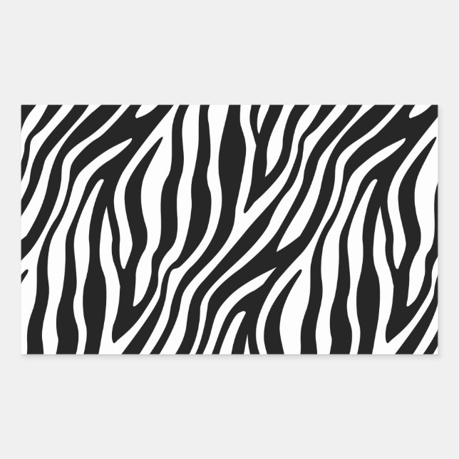 Zebra Print Black And White Stripes Pattern Rectangular Sticker (Front)