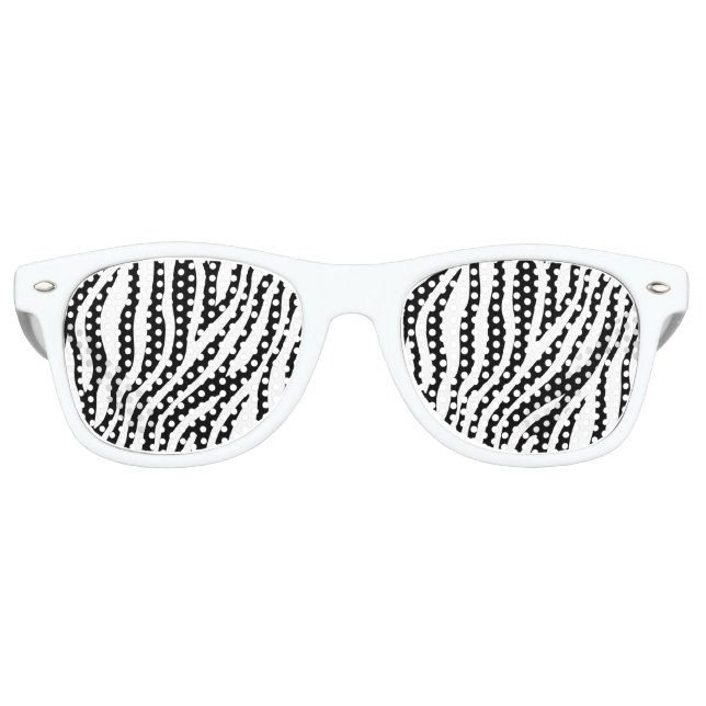 Zebra Print Black And White Stripes Pattern Retro Sunglasses (Front)