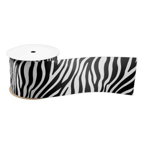 Zebra Print Black And White Stripes Pattern Satin Ribbon
