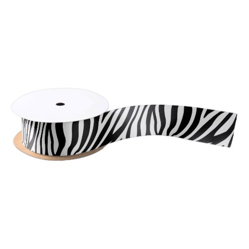 Zebra Print Black And White Stripes Pattern Satin Ribbon