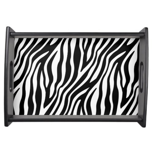 Zebra Print Black And White Stripes Pattern Serving Tray