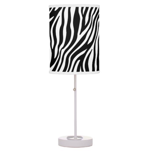 Zebra Print Black And White Stripes Pattern Table Lamp