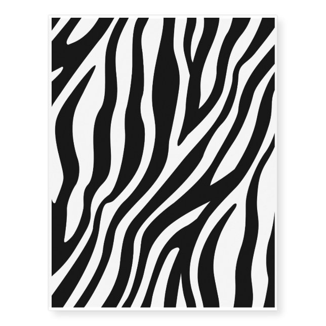 Zebra Print Black And White Stripes Pattern Temporary Tattoos (Front)