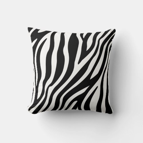 Zebra Print Black And White Stripes Pattern Throw Pillow