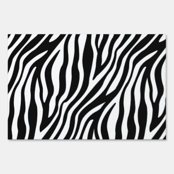Zebra Print Black And White Stripes Pattern Yard Sign by allpattern at Zazzle