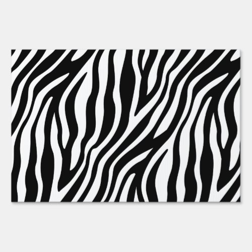 Zebra Print Black And White Stripes Pattern Yard Sign